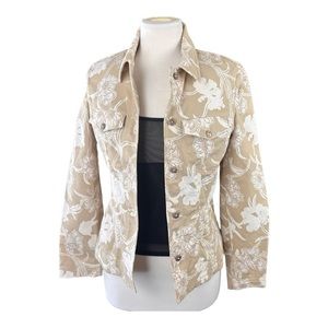 APANAGE Women's Long Sleeve Textured Floral Jacket Size 4